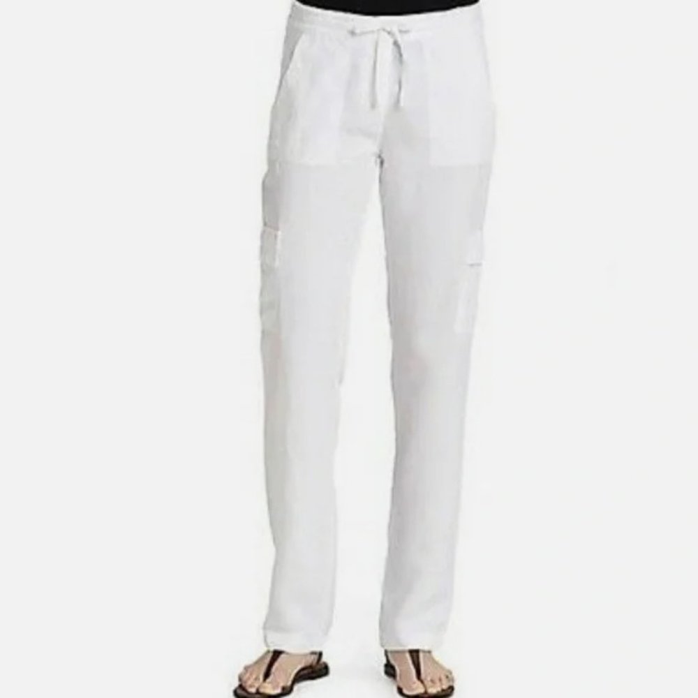 Eileen Fisher White Tencel & Linen Cargo Pants Size 8